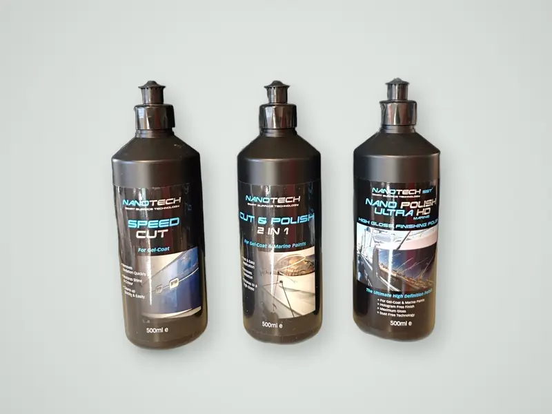 Polerkit 3 steg: tre flaskor Nanotech, Speed Cut, Cut & Polish 2 in 1 och Nano Polish Ultra HD